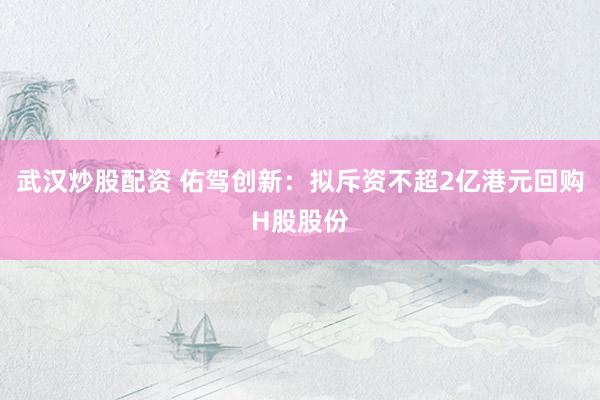 武汉炒股配资 佑驾创新：拟斥资不超2亿港元回购H股股份