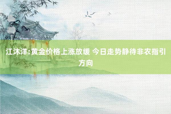 江沐洋:黄金价格上涨放缓 今日走势静待非农指引方向