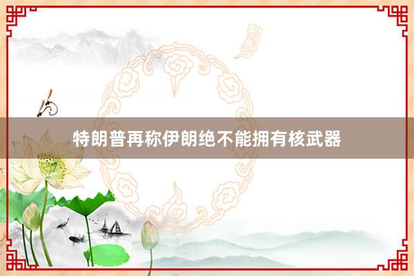 特朗普再称伊朗绝不能拥有核武器