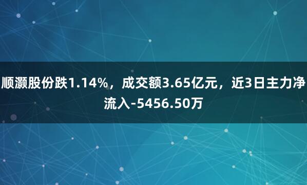 顺灏股份跌1.14%，成交额3.65亿元，近3日主力净流入-5456.50万