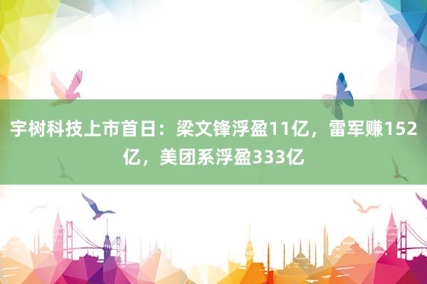 宇树科技上市首日：梁文锋浮盈11亿，雷军赚152亿，美团系浮盈333亿