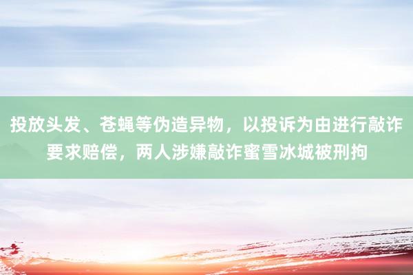 投放头发、苍蝇等伪造异物，以投诉为由进行敲诈要求赔偿，两人涉嫌敲诈蜜雪冰城被刑拘