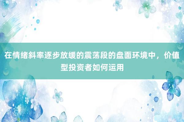 在情绪斜率逐步放缓的震荡段的盘面环境中，价值型投资者如何运用