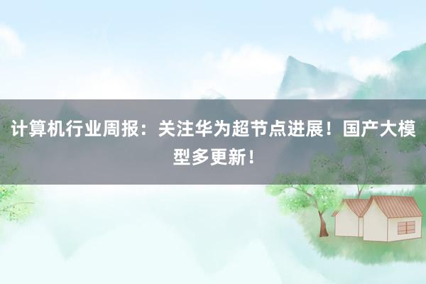 计算机行业周报：关注华为超节点进展！国产大模型多更新！