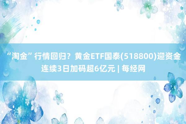 “淘金”行情回归？黄金ETF国泰(518800)迎资金连续3日加码超6亿元 | 每经网