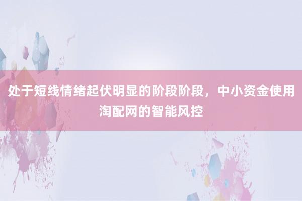 处于短线情绪起伏明显的阶段阶段，中小资金使用淘配网的智能风控