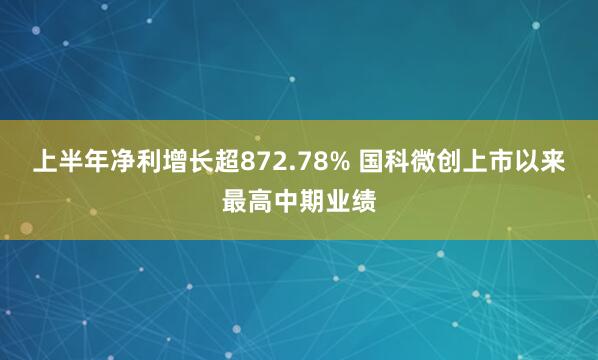 上半年净利增长超872.78% 国科微创上市以来最高中期业绩