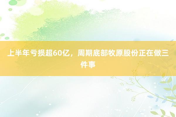 上半年亏损超60亿，周期底部牧原股份正在做三件事