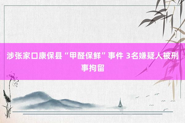 涉张家口康保县“甲醛保鲜”事件 3名嫌疑人被刑事拘留
