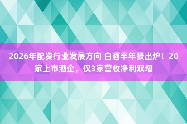 2026年配资行业发展方向 白酒半年报出炉！20家上市酒企，仅3家营收净利双增