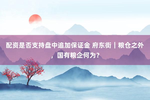 配资是否支持盘中追加保证金 府东街｜粮仓之外，国有粮企何为？