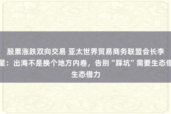 股票涨跌双向交易 亚太世界贸易商务联盟会长李明星：出海不是换个地方内卷，告别“踩坑”需要生态借力