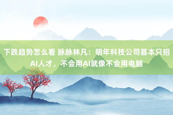 下跌趋势怎么看 脉脉林凡:明年科技公司基本只招AI人才,不会用AI就像不会用电脑