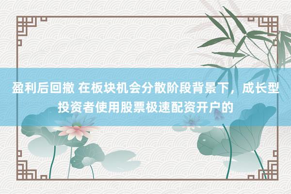 盈利后回撤 在板块机会分散阶段背景下，成长型投资者使用股票极速配资开户的