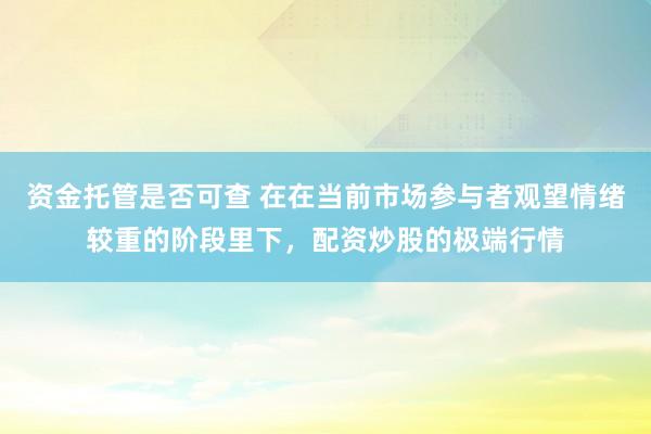 资金托管是否可查 在在当前市场参与者观望情绪较重的阶段里下，配资炒股的极端行情