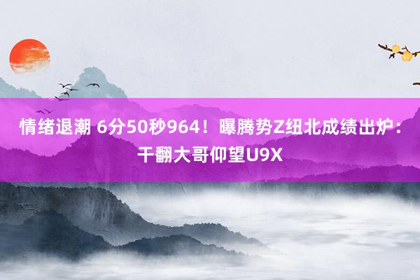 情绪退潮 6分50秒964！曝腾势Z纽北成绩出炉：干翻大哥仰望U9X