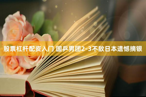股票杠杆配资入门 国乒男团2-3不敌日本遗憾摘银