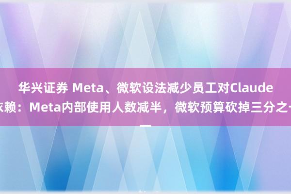 华兴证券 Meta、微软设法减少员工对Claude依赖：Meta内部使用人数减半，微软预算砍掉三分之一