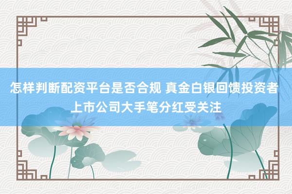 怎样判断配资平台是否合规 真金白银回馈投资者 上市公司大手笔分红受关注